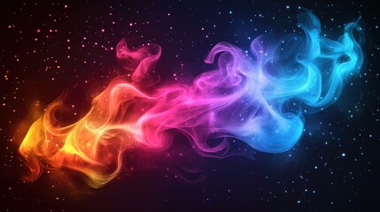 Fototapeta premium Colorful smoke swirls cosmic background, design element