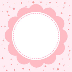 Cute pink flowers as frame around white circle copy space for valentine's day or sweetest day