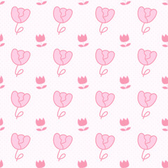 Cute pink flowers pattern Tulips seamless pattern printable background