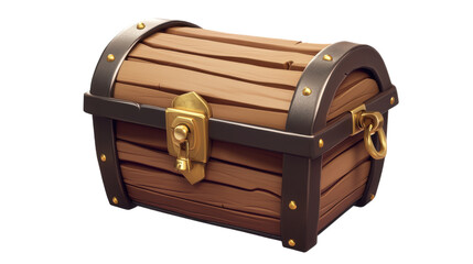 wooden treasure chest isolated on white background 