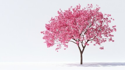 Pink cherry blossom tree, spring bloom, white background, nature scene, website banner