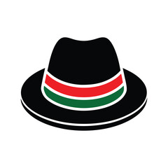 Fashionable Fedora Hat Line Art icon silhouette vector style with white background