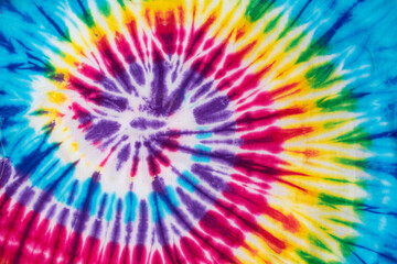 Colorful abstract tie dye on fabric texture, Colorful spiral tie dye abstract pattern background