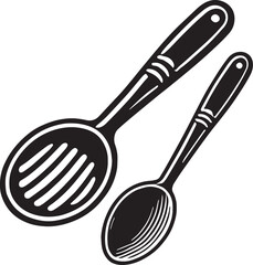 Black Slotted Spoon Silhouette Vector, High Quality Illustration on White Background