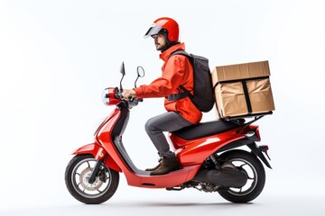 Food delivery transportation motorcycle cardboard.