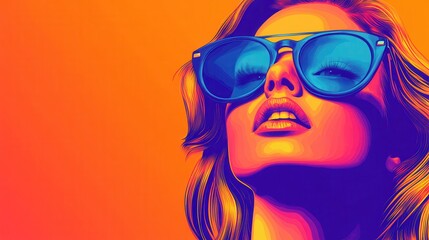 A vibrant pop art portrait of a young woman created through modern paper collage techniques.