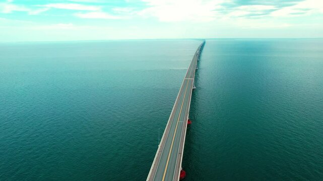 The Confederation Bridge is the longest bridge in the world to span over frozen water during winter. its total length is 12.9km long and connects PEI to New Brunswick.