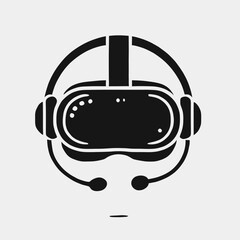 Obraz premium VR Headset silhouette in black on a white background
