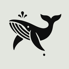 Naklejka premium Whale Silhouette in black on a white background