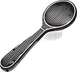 Black Wooden Spoon Silhouette Vector, High Quality Illustration on White Background