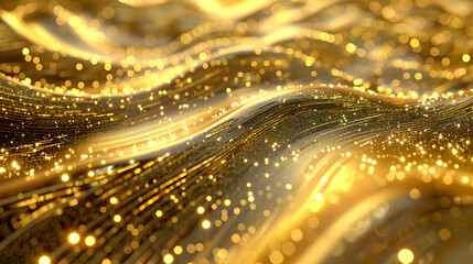 A shimmering, golden wave-like pattern with sparkling elements, evoking a sense of luxury.