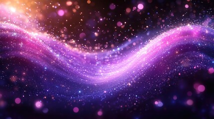 Obraz premium Glimmering Purple Galaxy: Shimmering Lights Dance