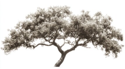 Fototapeta premium Sepia-toned tree, isolated on white, nature background, design element