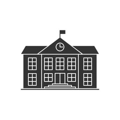 Fototapeta premium School building vector illustration. Front view of entrance in college, preschool, academy, primary, public education center, university.school building icon.