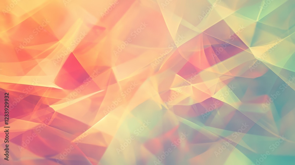 Poster A visually captivating abstract background featuring soft pastel colors and dynamic triangular shapes.