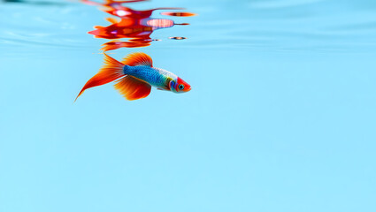 Tropical sea underwater fishes on coral reef. Aquarium oceanarium wildlife colorful marine panorama landscape nature snorkeling diving,copy space