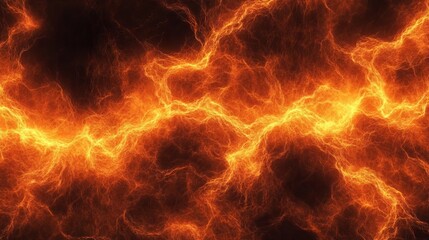Electric energy moves through dark currents in a vibrant display of red and orange colors
