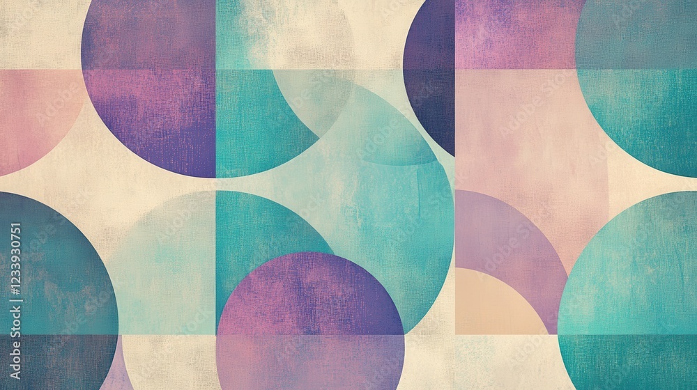Poster A visually captivating background featuring geometric circle shapes with a grainy texture.