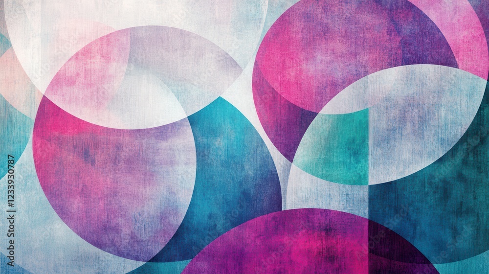 Poster A visually captivating background featuring geometric circle shapes with a grainy texture.