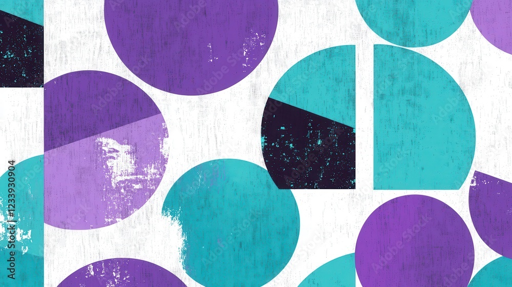 Poster A visually captivating background featuring geometric circle shapes with a grainy texture.