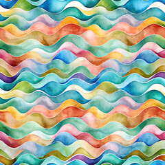 Vibrant watercolor wavy pattern. layered colors.