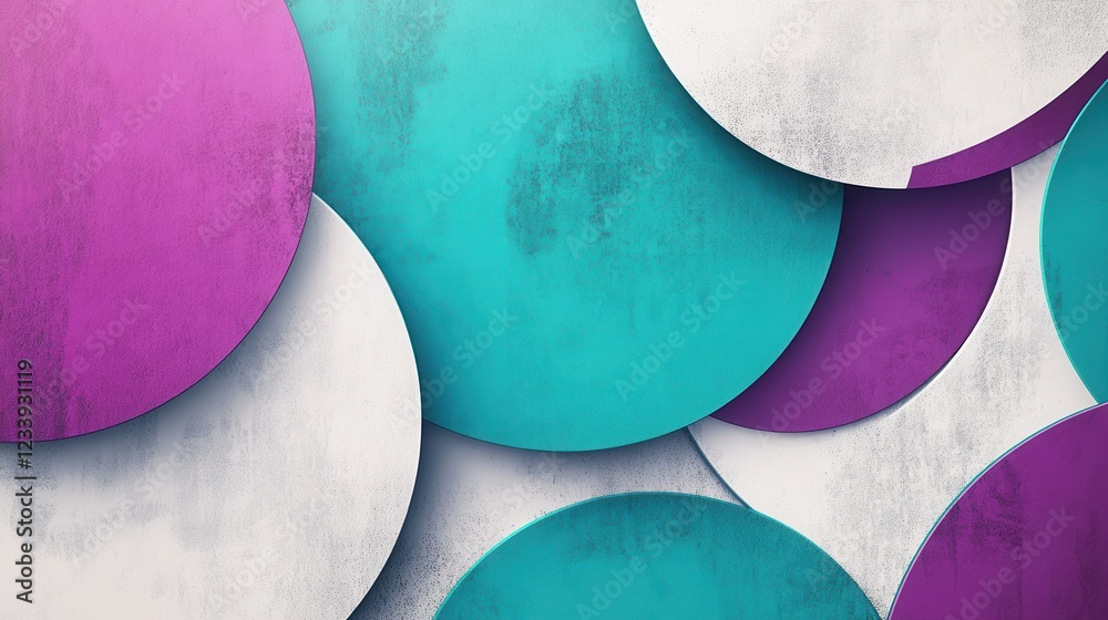 Poster A visually captivating background featuring geometric circle shapes with a grainy texture.