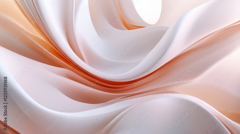 Leinwandbilder A visually striking 3D render featuring abstract rounded lines gracefully flowing across a light background.