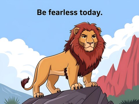 Majestic Lion Stands Proudly on a Rocky Mountaintop