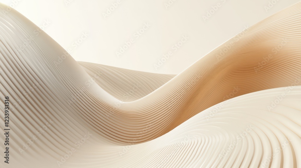 Poster A visually striking 3D render featuring abstract rounded lines gracefully flowing across a light background.