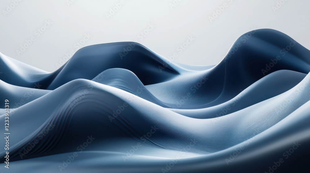Poster A visually striking 3D render featuring abstract rounded lines gracefully flowing across a light background.