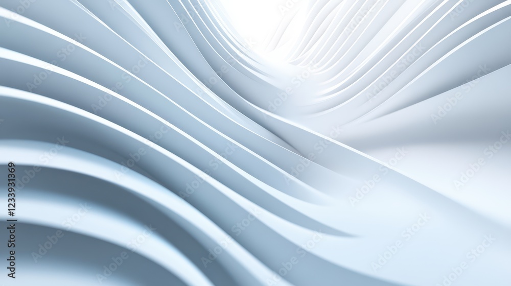 Leinwandbilder A visually striking 3D render featuring abstract rounded lines gracefully flowing across a light background.