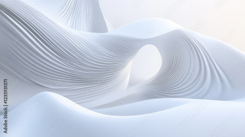 Poster A visually striking 3D render featuring abstract rounded lines gracefully flowing across a light background.