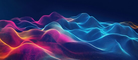 Obraz premium Colorful 3D waves with bright lines.