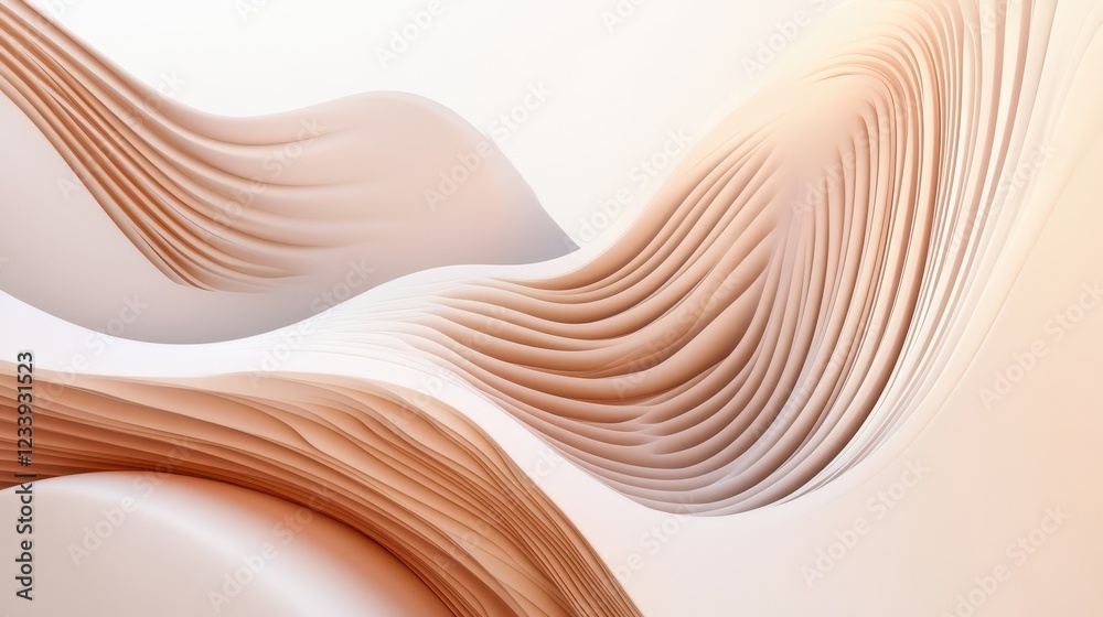 Poster A visually striking 3D render featuring abstract rounded lines gracefully flowing across a light background.
