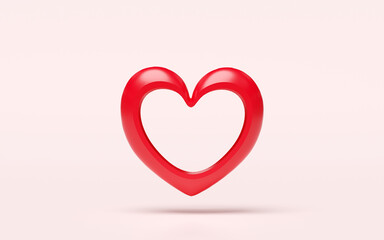 Heart with a hole isolated on pink background. happy valentine's day concept, 3d illustration render