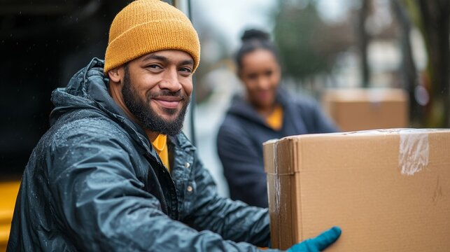 Community Outreach Program: Mover Volunteers Unloading Donation Box from Truck