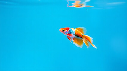 Tropical sea underwater fishes on coral reef. Aquarium oceanarium wildlife colorful marine panorama landscape nature snorkeling diving,copy space