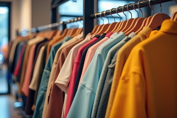 A Colorful Array of Apparel: A Fashion Retail Store Displaying Various Stylish Clothing Essentials for All Seasons