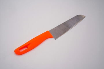 Stainless steel knife with orange handle