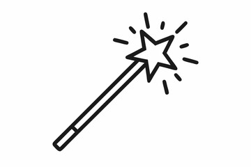 Magic wand line icon clipart vector art and illustration