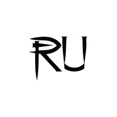 RU monogram logo design letter text name symbol monochrome logotype alphabet character simple logo