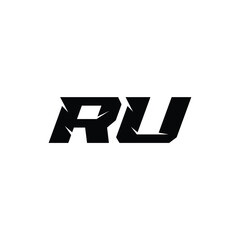 RU monogram logo design letter text name symbol monochrome logotype alphabet character simple logo