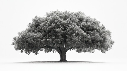 Majestic oak tree, isolated, white background, nature (1)