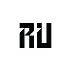 RU monogram logo design letter text name symbol monochrome logotype alphabet character simple logo