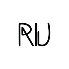 RU monogram logo design letter text name symbol monochrome logotype alphabet character simple logo