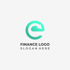 Fototapeta premium Modern Finance Logo with Letter E and Arrow Direction