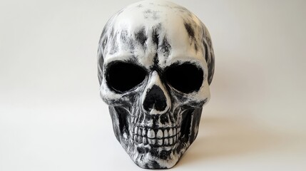 Decorative human skull replica suitable for Halloween or theatrical use in various settings