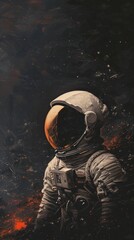 Obraz premium Minimal space astronaut in the deep space painting protection darkness.