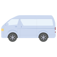 車　横向きのシンプルなワンボックスカー　水色・グレー色
