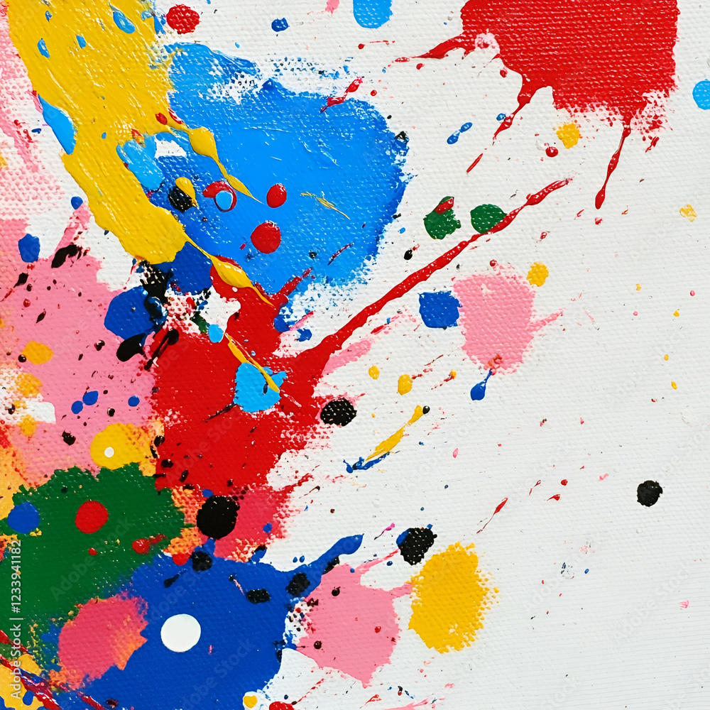 Poster artistic explosion of colors: a vibrant canvas bursts with an exuberant display of colorful paint sp